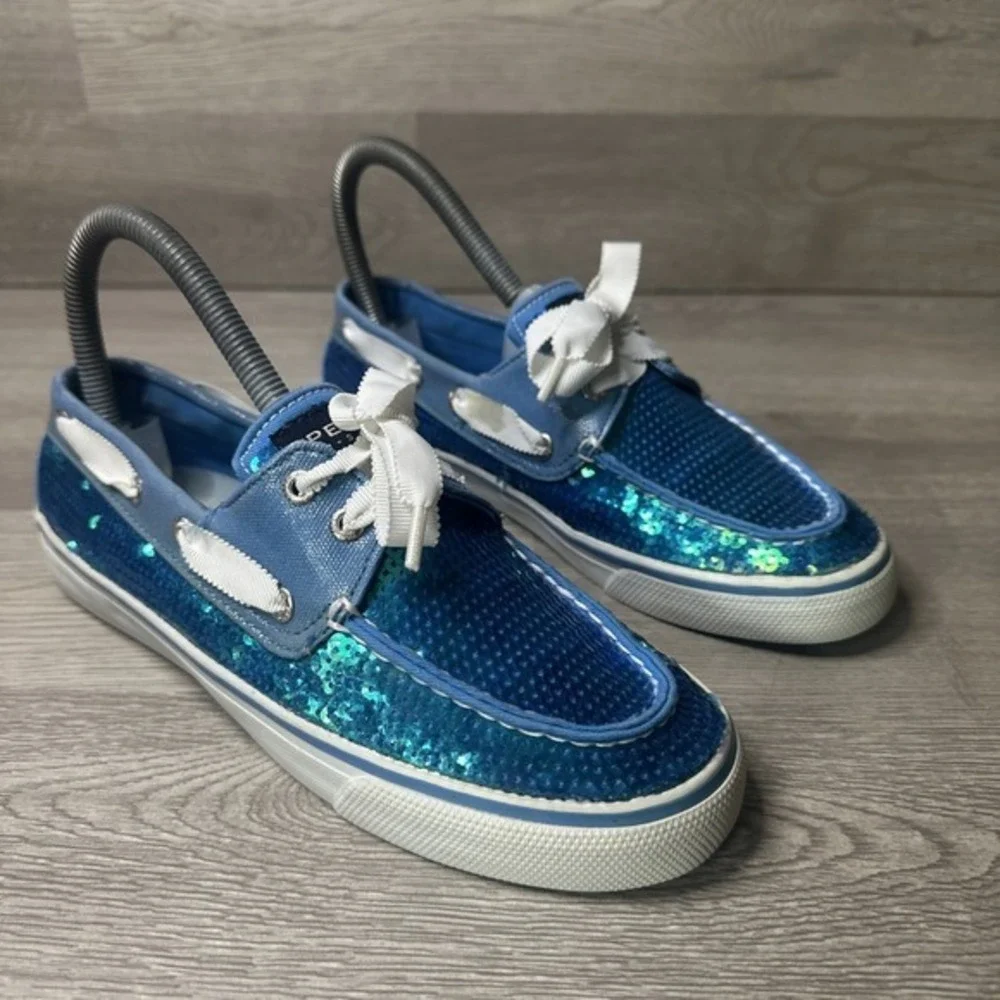 Sperry Top Sider Bahama Blue‎ Sequin Boat Shoes in Women's Size 6.5 M
